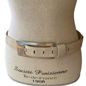Vintage Express Genuine Leather Croc Belt Beige Size M